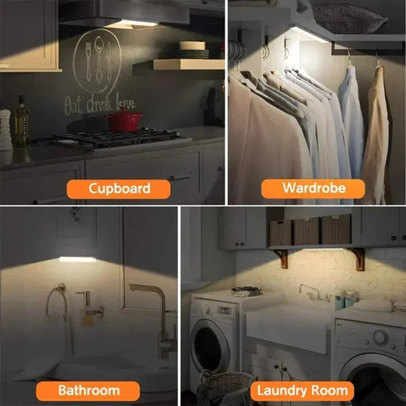 Luces LED con sensor de movimiento PIR, lámpara recargable, decoración de dormitorio, luz de noche regulable, lámparas para armario, escaleras, iluminación para habitación o bar