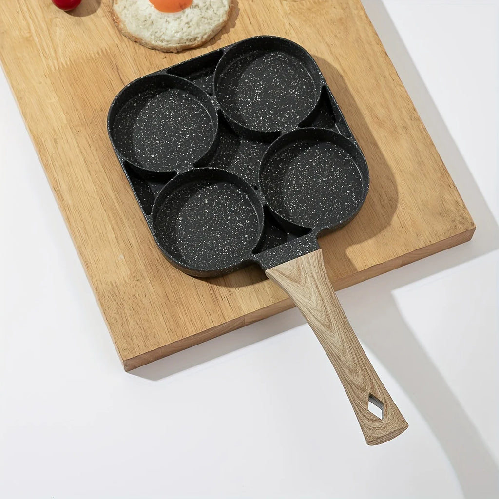 1 St. Medizinisches Stein-Omelett-Topf mit vier Löchern, antihaftbeschichteter Haushaltstopf mit flachem Boden für Eierknödel, Frühstücks-Ei-Burger-Bratpfanne