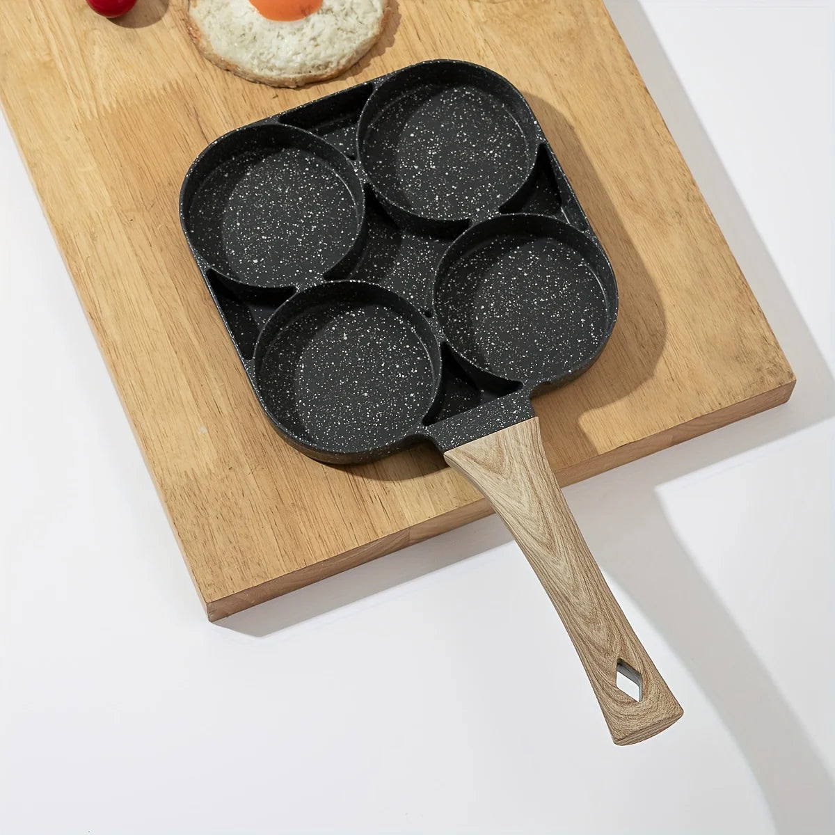 1 St. Medizinisches Stein-Omelett-Topf mit vier Löchern, antihaftbeschichteter Haushaltstopf mit flachem Boden für Eierknödel, Frühstücks-Ei-Burger-Bratpfanne