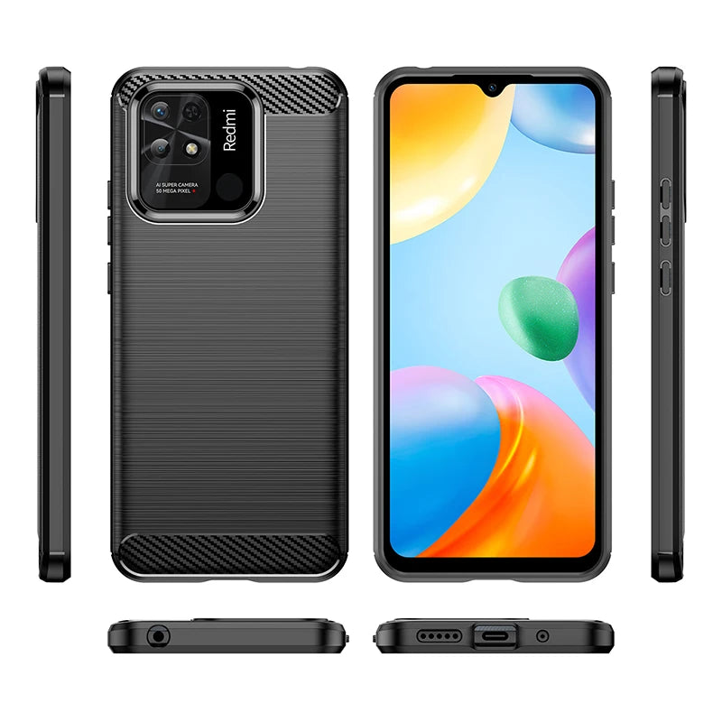 Para Xiaomi POCO C40 Funda para POCO C40 X4 M4 Pro F4 M3 X3 M5 M5S Funda Protectora Fibra TPU Silicona Armadura Goma POCO C40 Cubierta