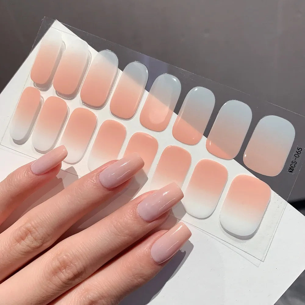 Semi-cured Gel-Nagelsticker, einfarbig, halbgebackene Nagelspitzen, vollständige Aufkleber, UV-Lampe erforderlich