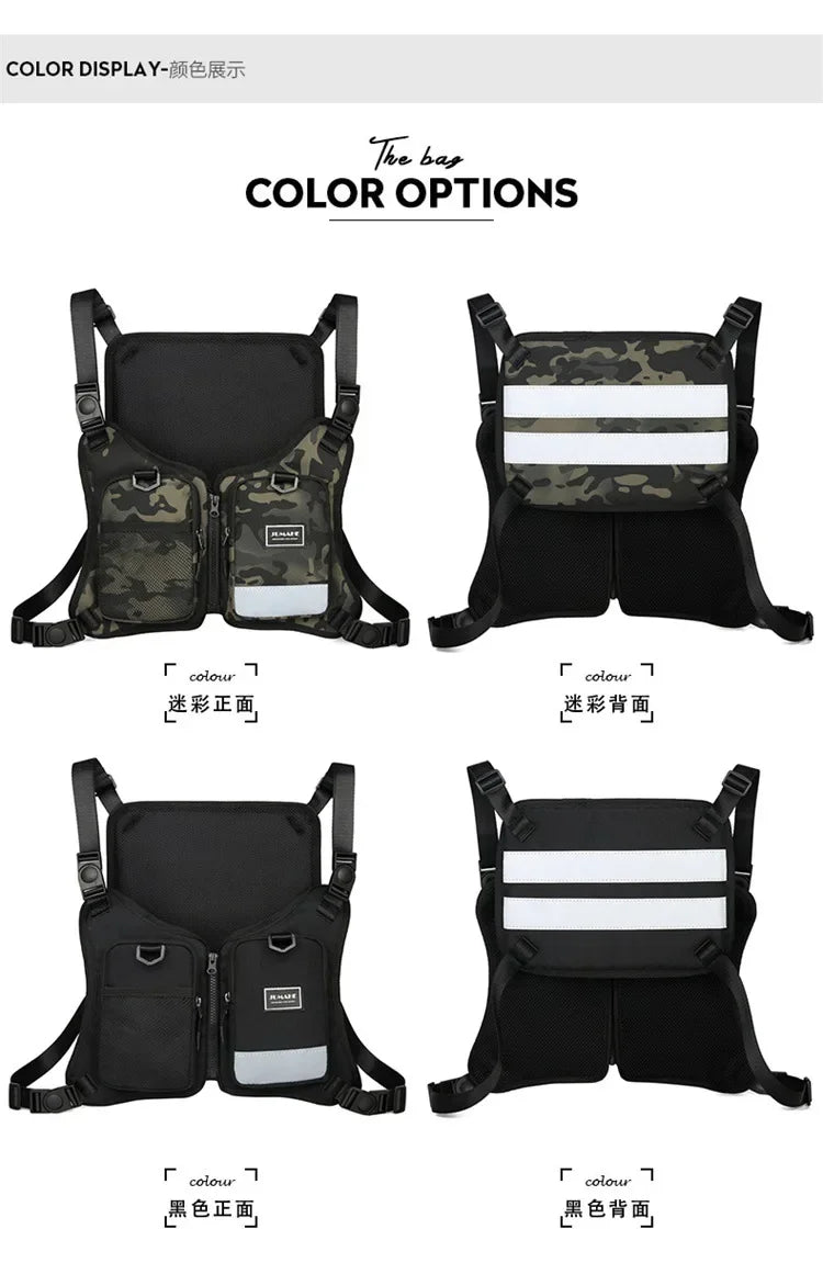 Funktion 2026 Neue Brusttasche Weste Outdoor Hip Hop Sport Fitness Herren Schutz Reflektierende Top Weste Radfahren Angeln Westen Mochila