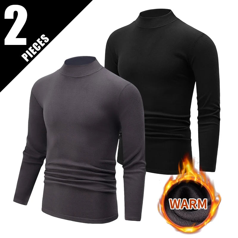 1/2 Stück Herbst und Winter Herren Halb-Stehkragen Modisches Basis Langarmshirt Einfarbiges Freizeit Sport Fitness Warmes T-Shirt