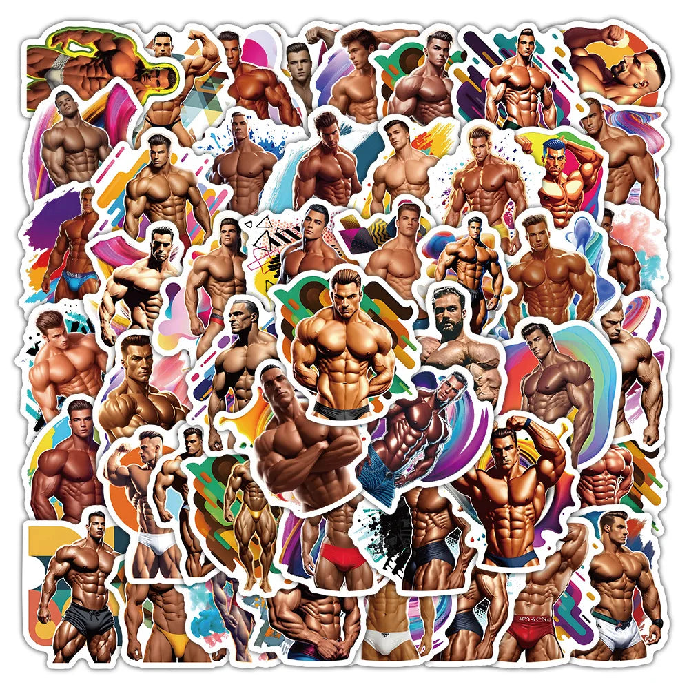 10/30/50PCS Cool Fitness Stickers Muscular Man Cartoon Graffiti DIY Luggage Laptop Phone Guitar Car Bike Skateboard Sticker Toy