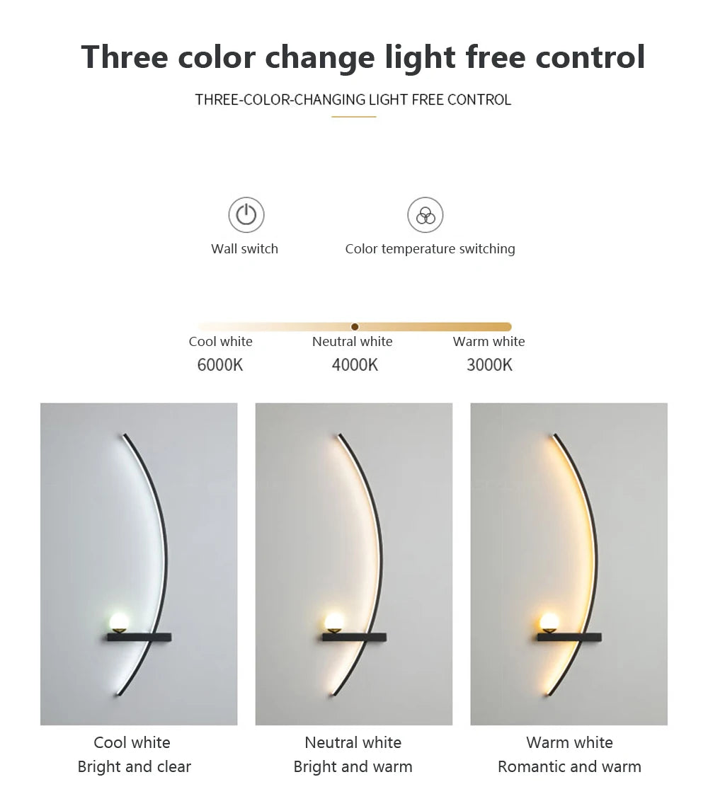LED Wandlampe 55/105CM Smarte Fernbedienung Links Rechts Beleuchtung Wandleuchte Schlafzimmer Nachttisch Wohnzimmer Zuhause LED Lichter Leuchte