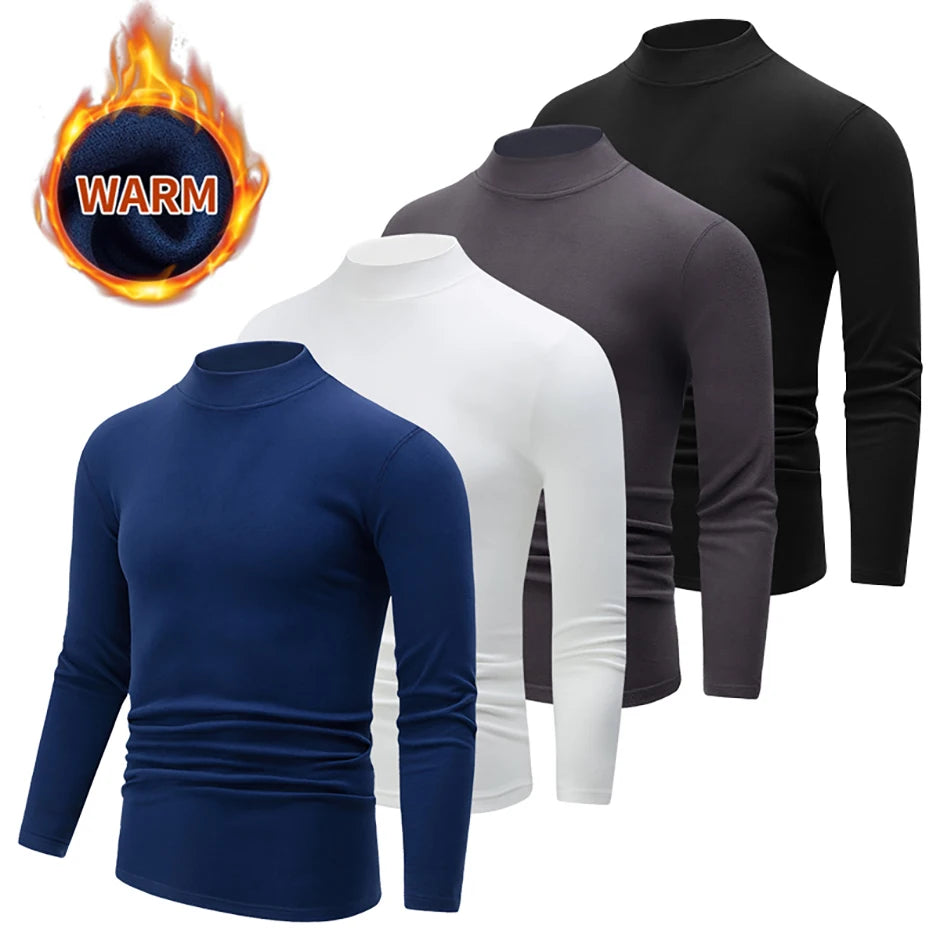 1/2 Stück Herbst und Winter Herren Halb-Stehkragen Modisches Basis Langarmshirt Einfarbiges Freizeit Sport Fitness Warmes T-Shirt