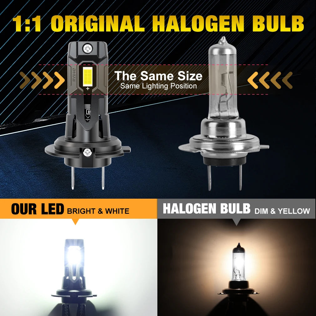 H7 Led Lights for Car 30000LM LED H7 Headlight Bulbs Canbus Auto Lamp 120W 7035 CSP Headlamp With Turbo Fan 6000K 12V