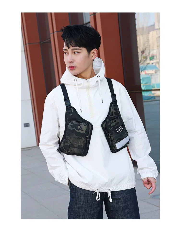 Funktion 2026 Neue Brusttasche Weste Outdoor Hip Hop Sport Fitness Herren Schutz Reflektierende Top Weste Radfahren Angeln Westen Mochila