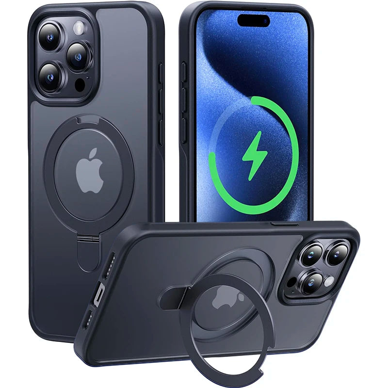Durchsichtige magnetische Handyhülle mit Ring-Ständer für iPhone 16 15 14 Pro Max Plus 13 12 11 Handyhüllen Slim Cover