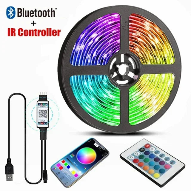 RGB LED-Lichtstreifen USB 5V Musik-Synchronisation RGB 5050 LED-Leuchten Flexible Lampenbänder für TV-Hintergrundbeleuchtung Raumdekoration 1m-30m