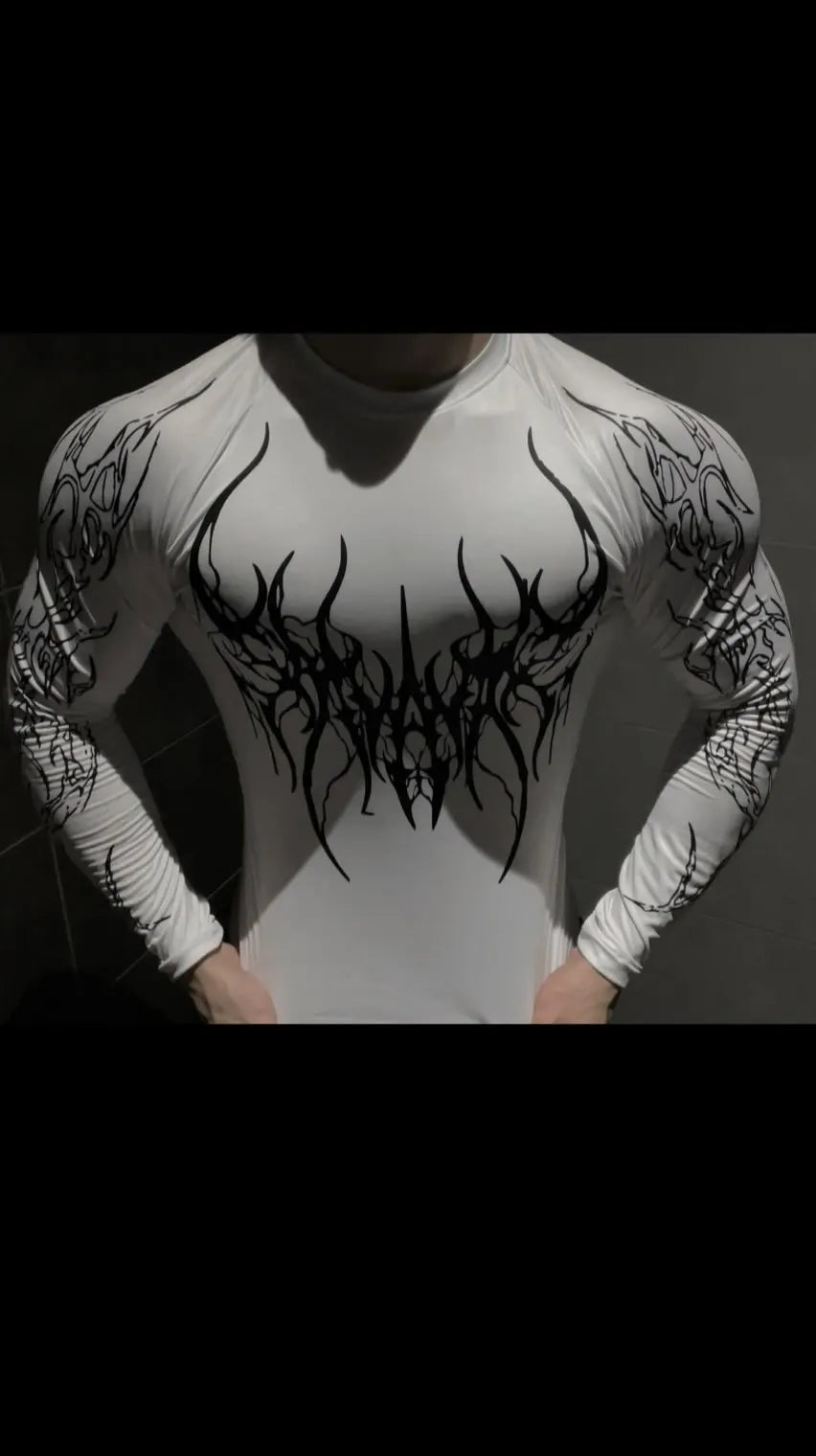 Amerikanischer Trainingsanzug Mode Gewalt Dunkle Maserung Kurze Ärmel Verrückter Street Style Fitness-T-Shirt Y2K Beliebter Stil