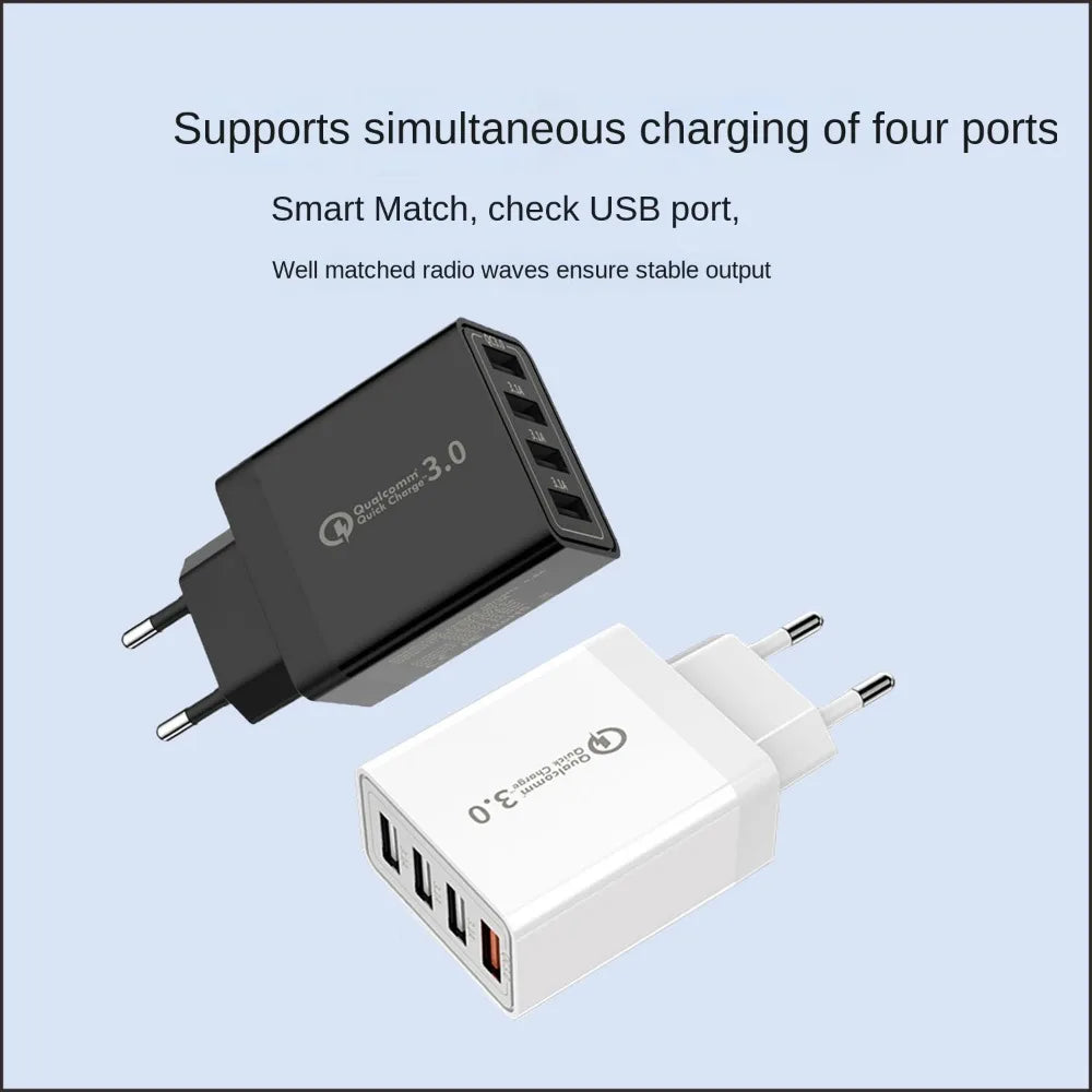 EU US Stecker 3A USB Ladegerät Multi Port 4 USB Quick Charge 3.0 für Telefon Adapter Tablet Tragbares Wandladegerät Schnellladegerät für Poco