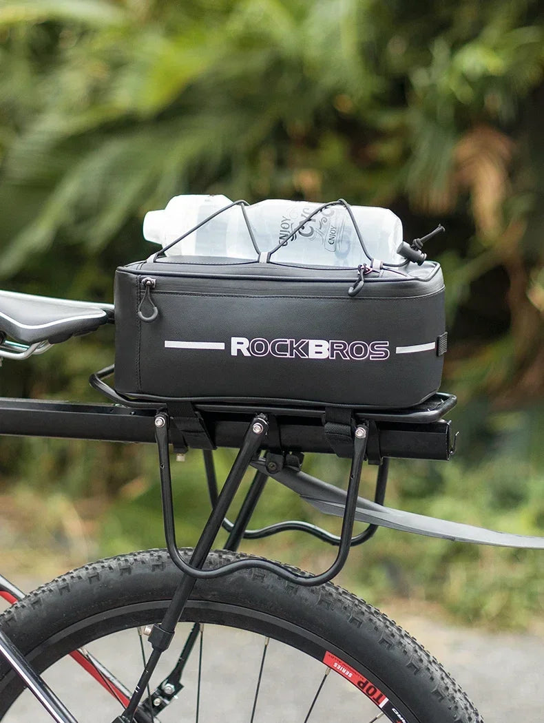 ROCKBROS Fahrradtasche 2-in-1 Reisefotografie Sport Fitness Umhängetasche PU Fahrradgepäckträger Rücksitz Aufbewahrungsbox Fahrradausrüstung