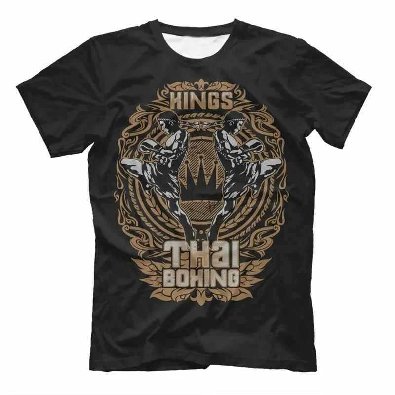 Herren Boxen Muay Thai T-Shirt Mode Sommer Oversized T-Shirts Casual Herren Fitnessstudio Fitness Kampf Training Sportbekleidung