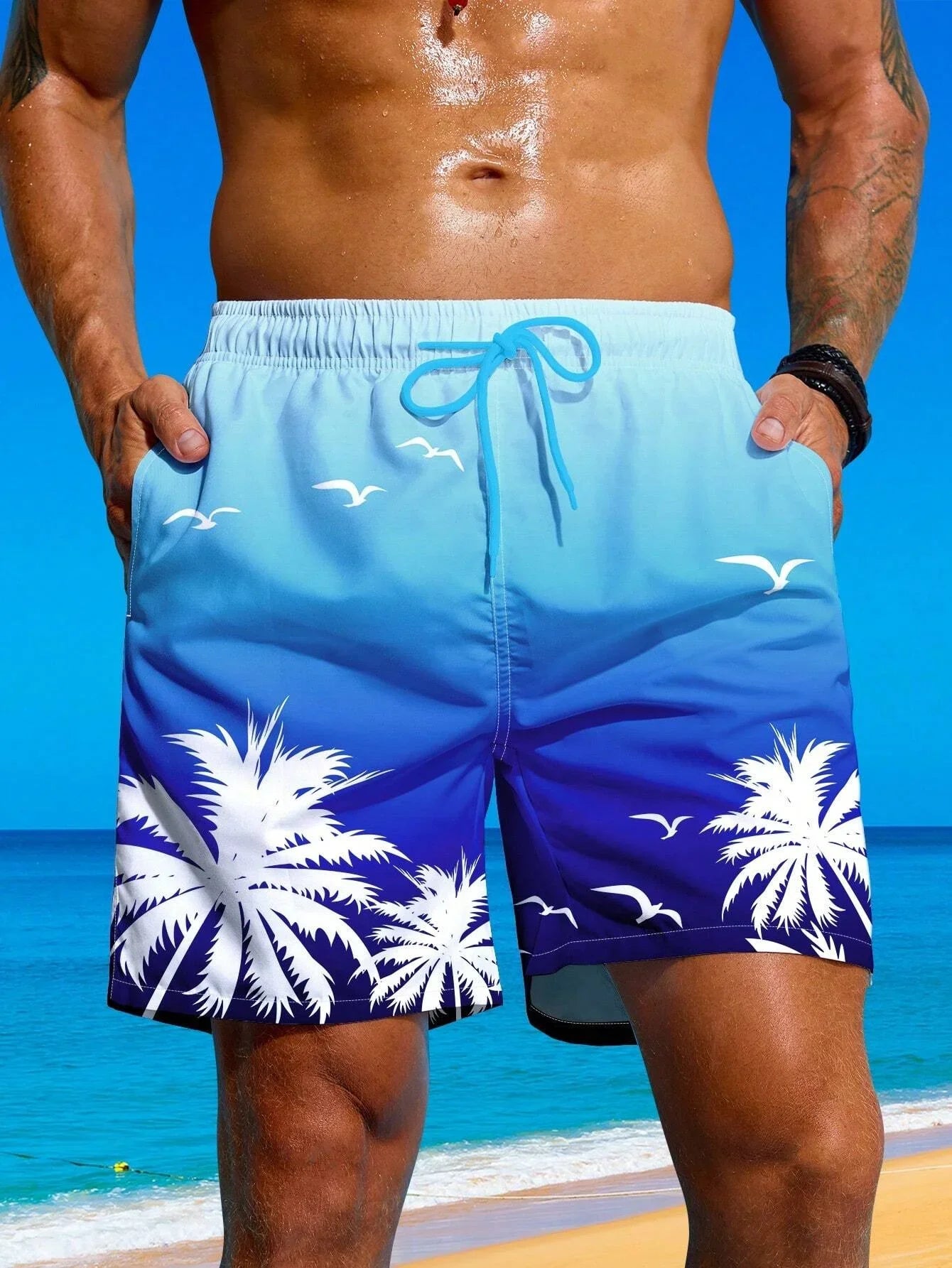 2025 New Men's Casual Shorts Fitness Shorts Summer Breathable 3D Beach Shorts Men's Classic Beach Quick Drying Shorts