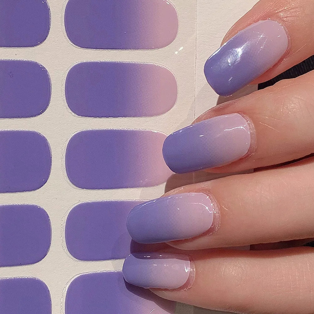 Semi-cured Gel-Nagelsticker, einfarbig, halbgebackene Nagelspitzen, vollständige Aufkleber, UV-Lampe erforderlich