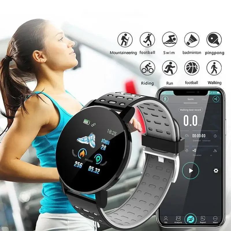 Smartwatch LED Digitaluhr Wasserdichte Smartwatch 1,44" Bildschirm Full Touch Smartband Herzfrequenzmesser Fitness Tracker Uhr