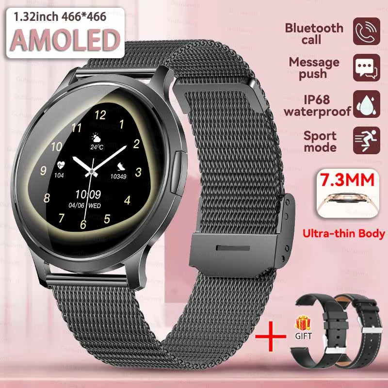 2025 NEW Smart Watch Women 1.32"AMOLED Sport Fitness Bracelet Custom Dial Watches Men Heart Rate  Bluetooth Call lady Smartwatch