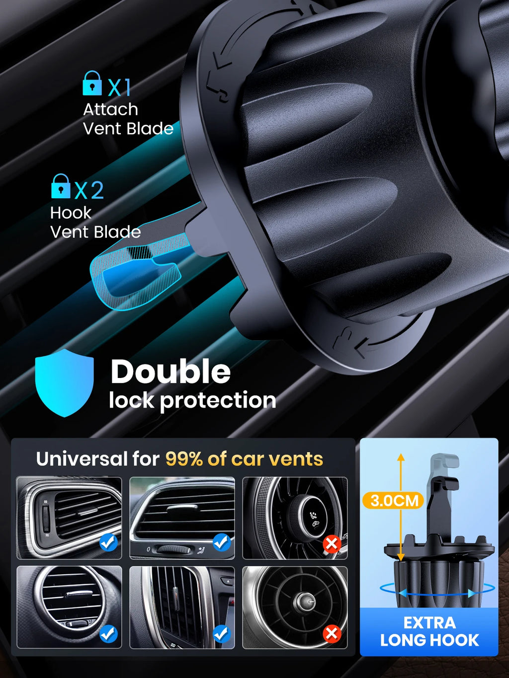 TOPK Magnetic Car Phone Holder 360 Rotation Air Vent Car Phone Mount Upgrade Hook Clip Phone Car Stand for Cellphones