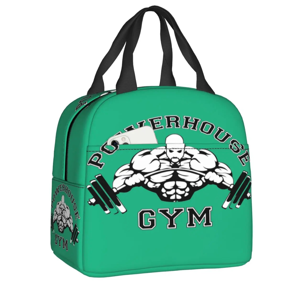 Powerhouse Gym Logo Insulated Lunch Bags for Work School Bodybuilding Fitness Portable Thermal Cooler Bento Box Women Kids