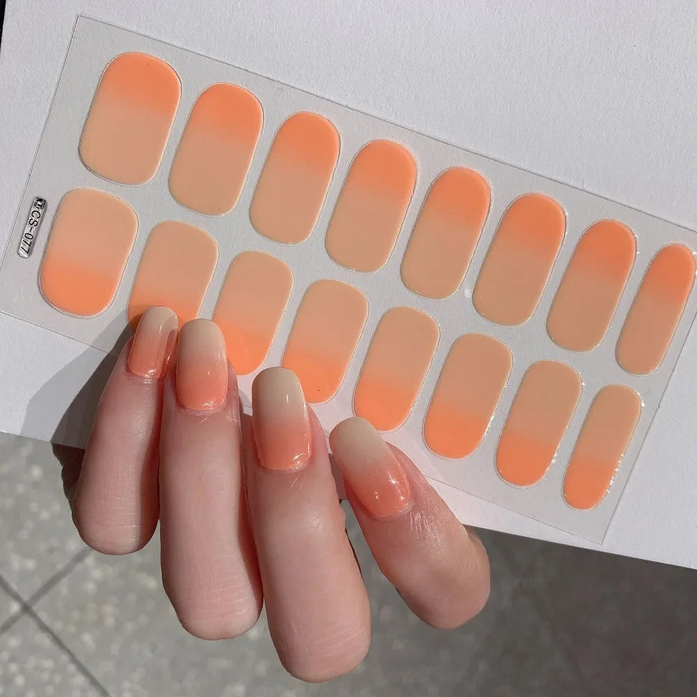 Semi-cured Gel-Nagelsticker, einfarbig, halbgebackene Nagelspitzen, vollständige Aufkleber, UV-Lampe erforderlich