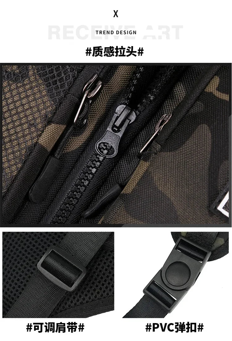 Funktion 2026 Neue Brusttasche Weste Outdoor Hip Hop Sport Fitness Herren Schutz Reflektierende Top Weste Radfahren Angeln Westen Mochila