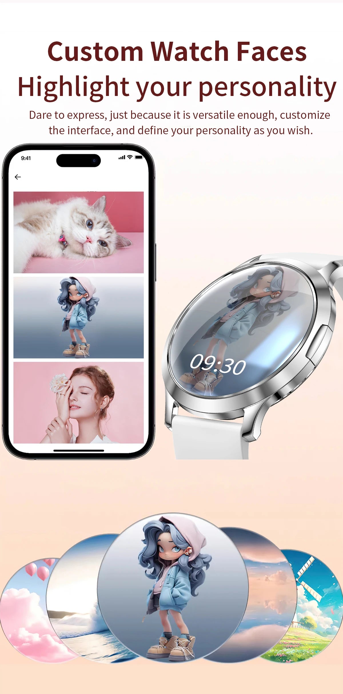 2025 NEU Smartwatch Damen 1,32"AMOLED Sport Fitness Armband Benutzerdefiniertes Zifferblatt Uhren Herren Herzfrequenz Bluetooth Anruf Damen Smartwatch