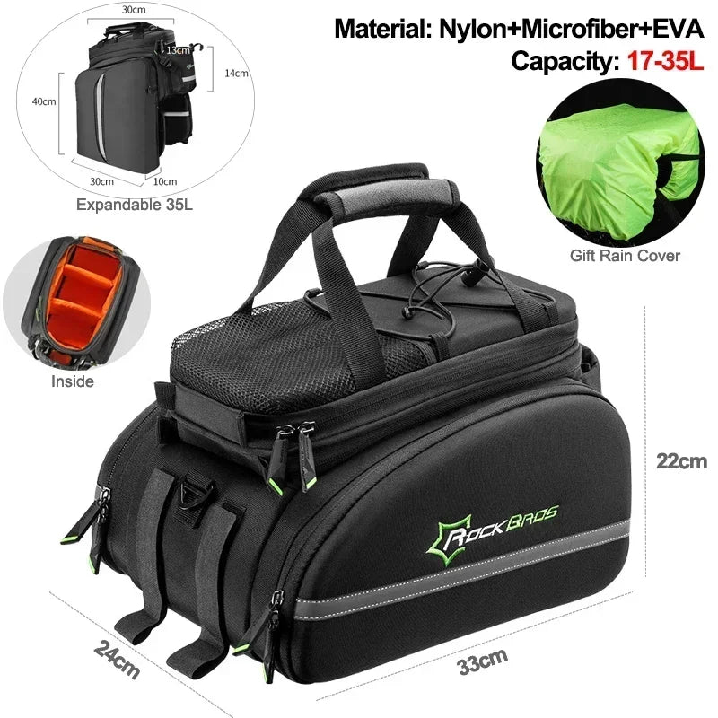 ROCKBROS Fahrradtasche 2-in-1 Reisefotografie Sport Fitness Umhängetasche PU Fahrradgepäckträger Rücksitz Aufbewahrungsbox Fahrradausrüstung