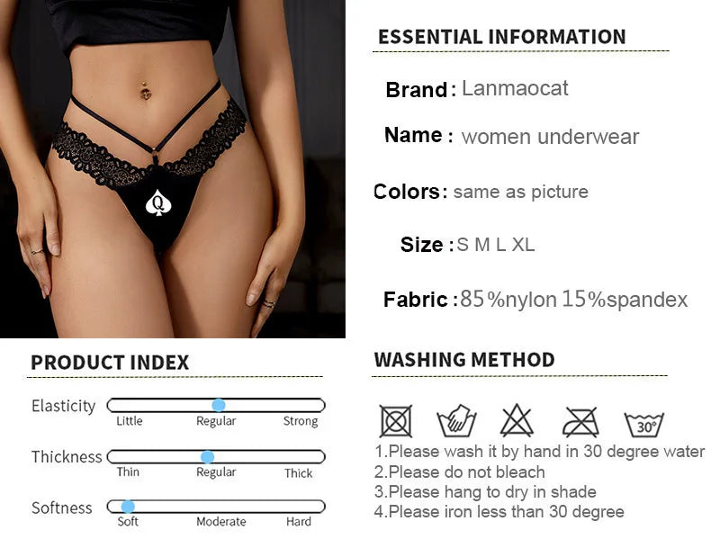 Q Spades Druck Sexy Damen Unterwäsche Heiße Ehefrau Königin Sport Fitness Nahtlose Mädchenhöschen Niedrige Taille Damen Strings