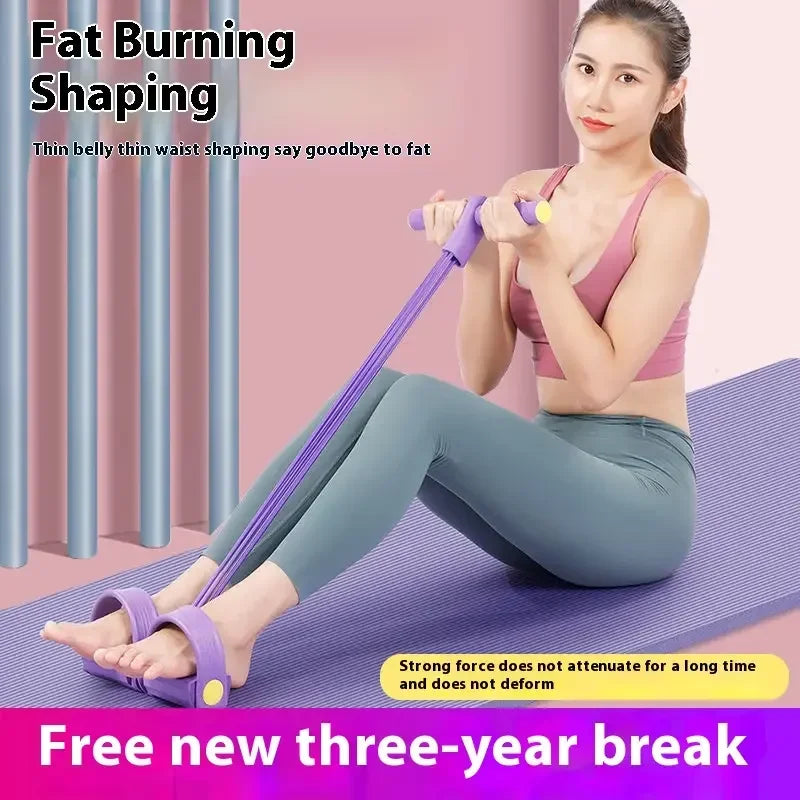 1PCS Multifunktions-Spannseil mit 4 Röhren, elastischer Yoga-Pedal-Puller-Widerstandsband, Naturkautschuk-Spannseil Fitnessgeräte