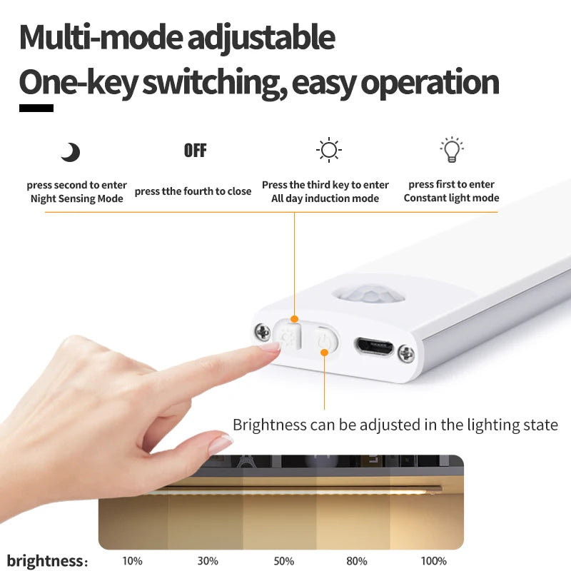 Bewegungssensor-Nachtlicht, USB wiederaufladbare kabellose Lampe, Unterschrank-LED-Leuchten für Küchenschrank, Schlafzimmer, Garderobe, Beleuchtung