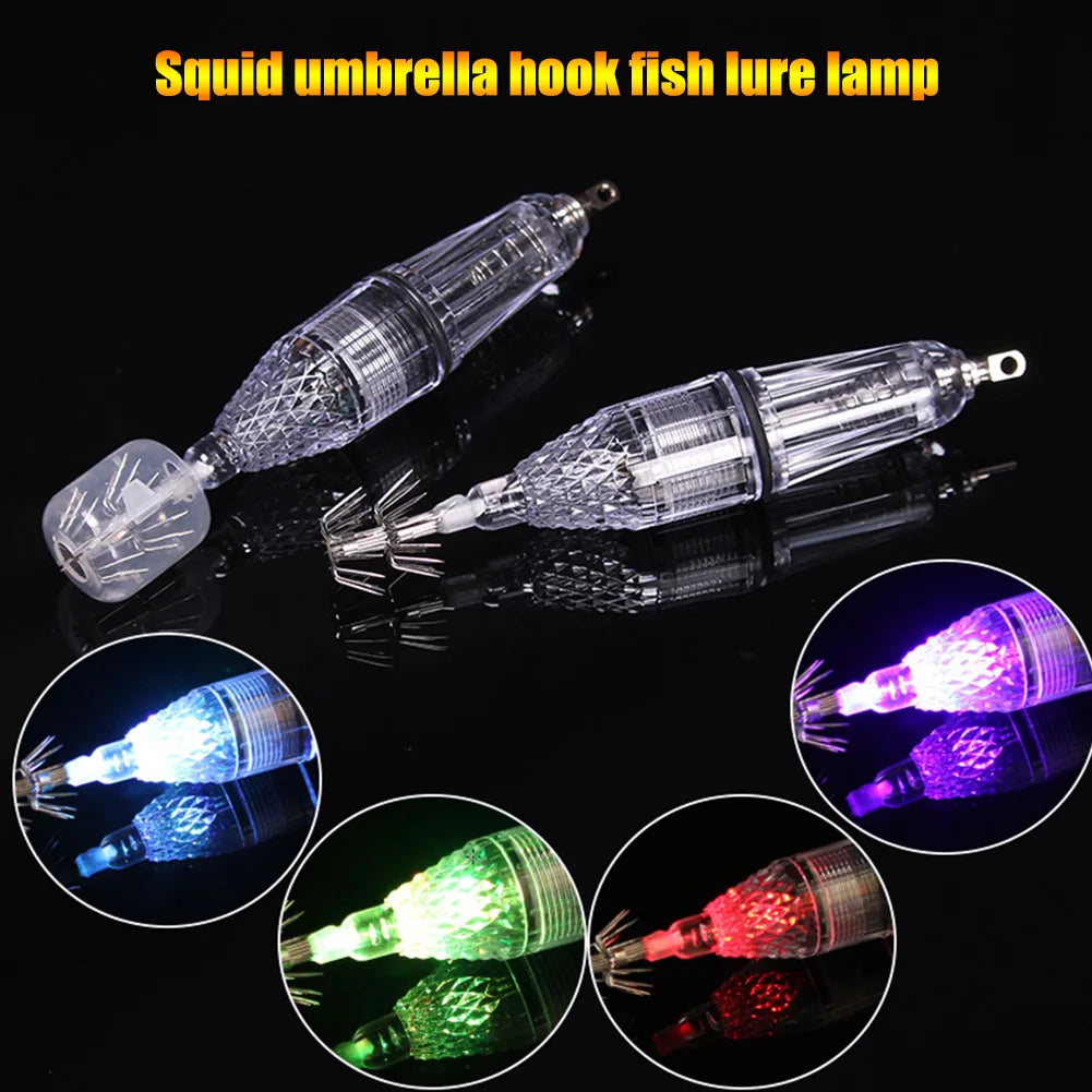 Fischköderlicht LED Tiefsee Leuchtender Tintenfisch Oktopus Regenschirmhaken LED Tintenfisch-Köderlampe Angelzubehör Unterwasserleuchten