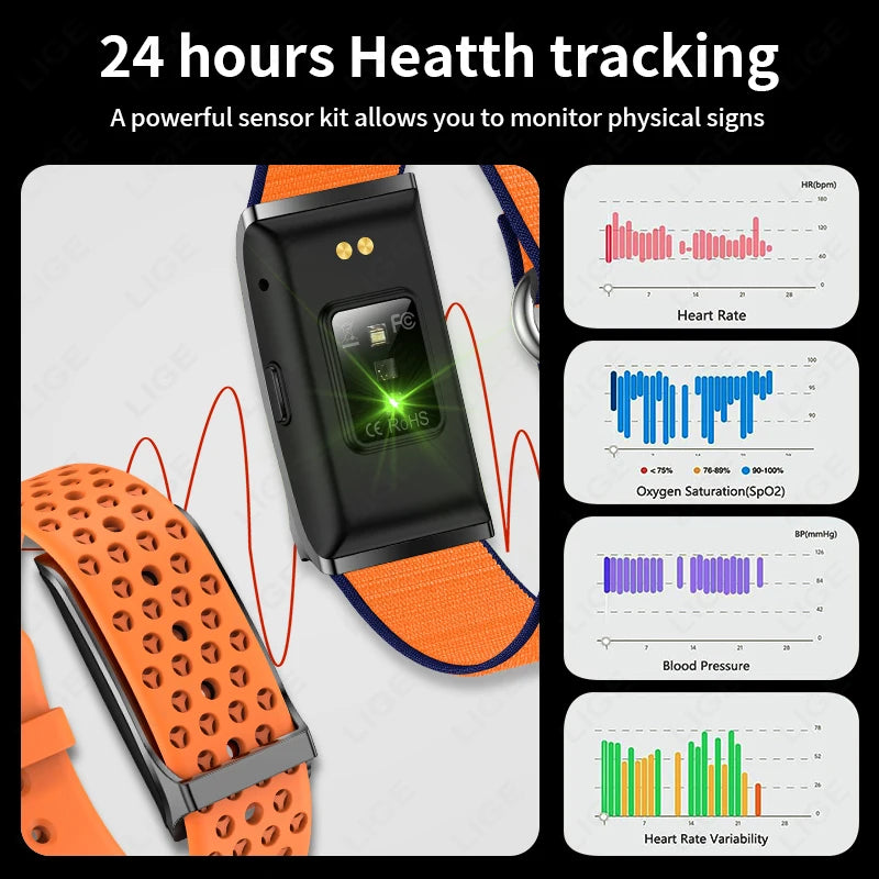 LIGE Smartwatch ohne Display Herren Herzfrequenz Blutdruck Gesundheitsmonitor Armband Smart Armreif Sport Fitness Damen Smartwatch