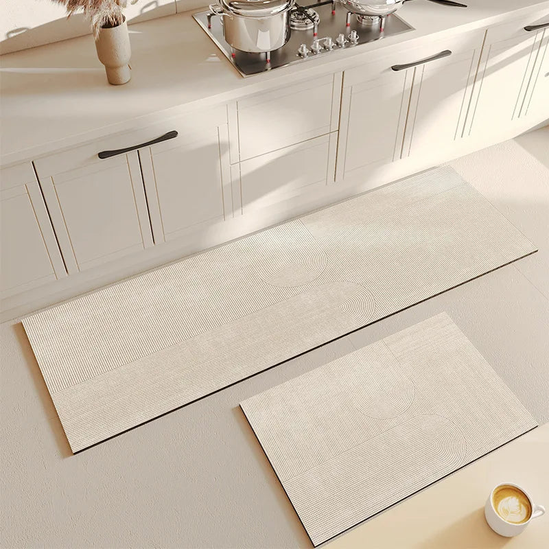 Kitchen Mat: Household Water- and Oil-Absorbent Dining Room Mat—Minimalist, Non-Slip Diatomaceous Earth Mat