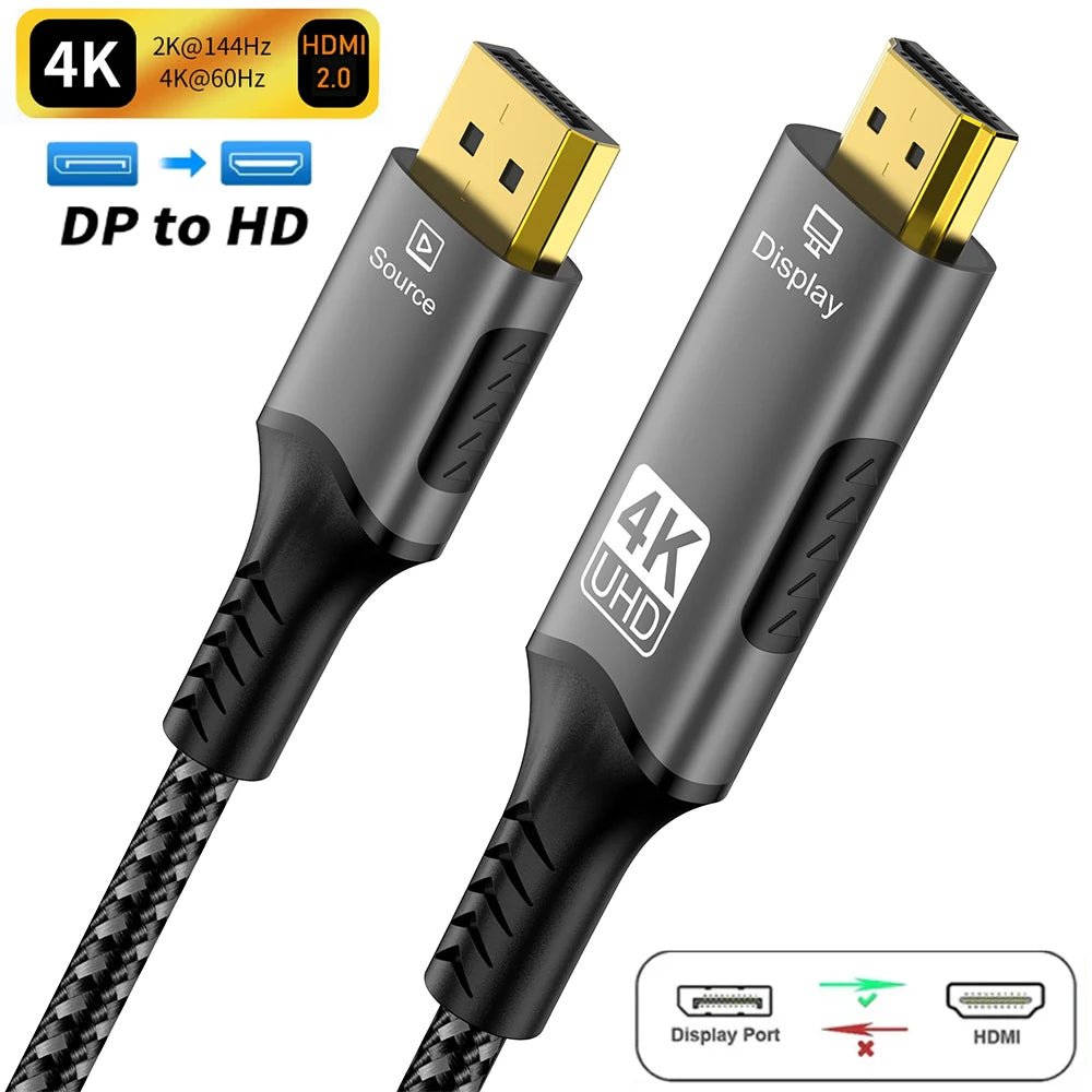 8K DisplayPort zu HDMI Kabel 8K@60Hz 4K@120Hz Uni-Direktionales DisplayPort auf HDMI Kabel Vergoldetes Kabel für HDTV Macbook Xbox