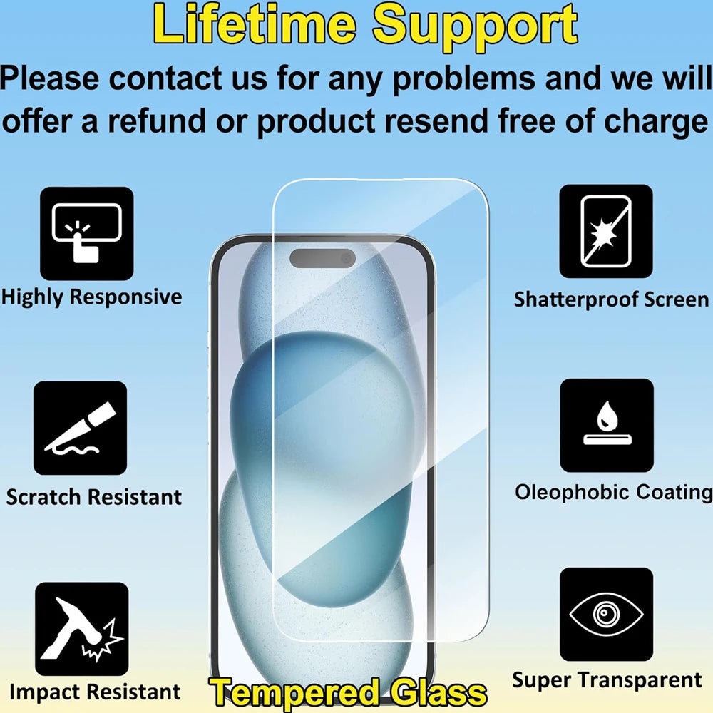 Glass Film For iPhone 18 17 16 15 Pro Max Screen Protector For iPhone 11 12 13 14 15 Pro Tempered Glass IPhone13 Mini 16 Plus