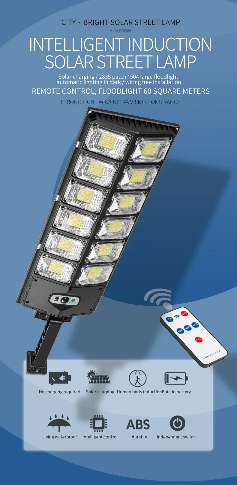 Outdoor Solar-LED-Leuchten Wasserdicht 8000 Lm Superhelle Wandlampe mit Bewegungssensor Fernbedienung Garten-Straßenleuchte