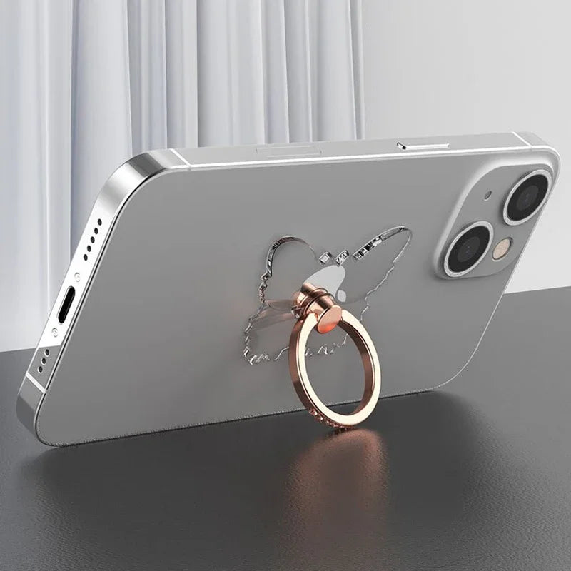 Transparenter Luxus-Schmetterlings-Fingerring-Handyhalter für iPhone 15 Smartphone-Sticker-Ständer-Zubehör faltbarer Halter