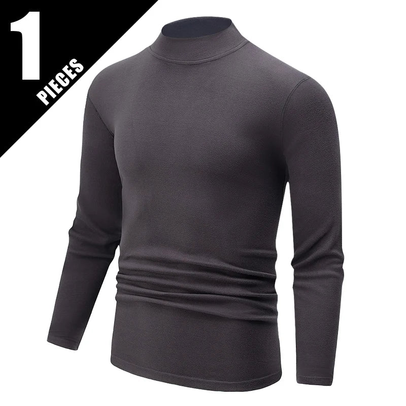 1/2 Stück Herbst und Winter Herren Halb-Stehkragen Modisches Basis Langarmshirt Einfarbiges Freizeit Sport Fitness Warmes T-Shirt