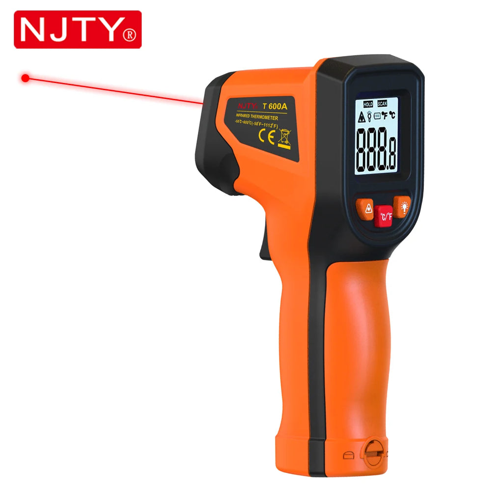 NJTY T600 T600A Digitales Infrarot-Thermometer Pistole -58°F bis 1112°F (-50℃ bis 600℃) Professionelle industrielle Laser-Temperaturpistole