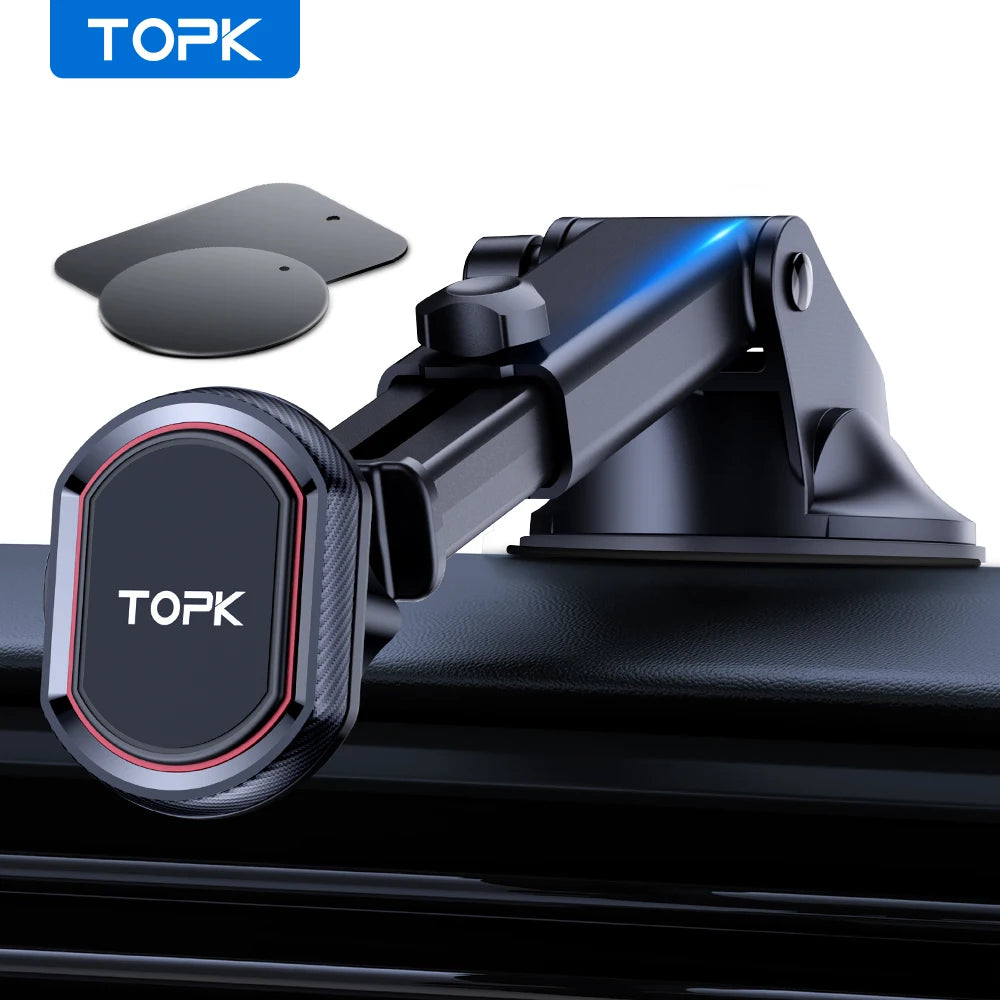 TOPK Magnetic Car Phone Holder 360 Rotation Air Vent Car Phone Mount Upgrade Hook Clip Phone Car Stand for Cellphones