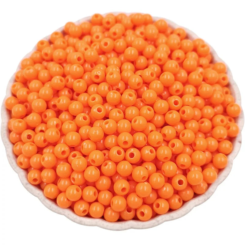 200Pcs 4mm Solid Color Round Loose Beads Jewelry Making DIY For Pendant Necklace Bracelet Wholesale