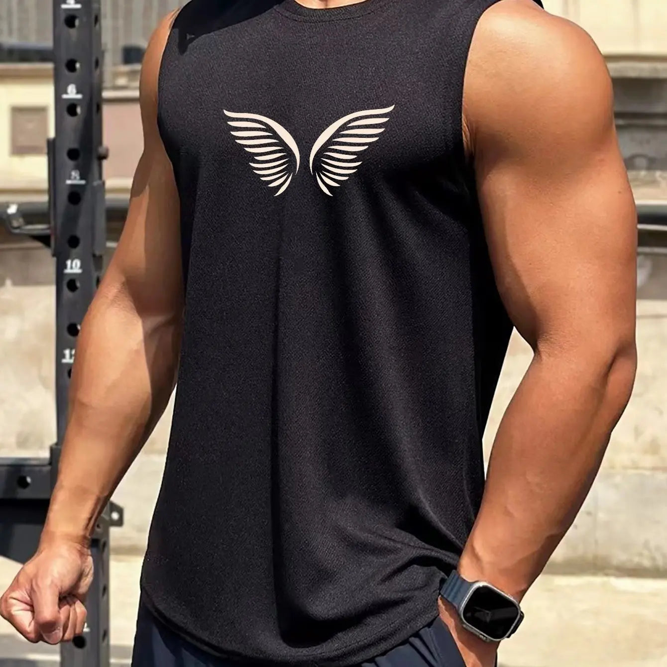 Bodybuilding Sports Dumbbell Printed Vest Men's Gym Fitness Sports Sleeveless Top Men's Summer Loose Vest Running Men's Vest