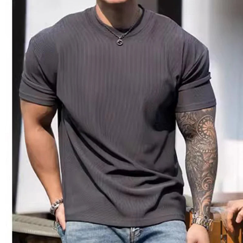280g Heavy T-shirt Fabric Shoulder Pads With Large Anti-wrinkle Quick Drying Fitness Wear Sports Short Sleeve T-shirt For Men