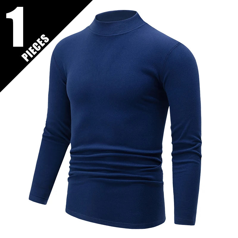 1/2 Stück Herbst und Winter Herren Halb-Stehkragen Modisches Basis Langarmshirt Einfarbiges Freizeit Sport Fitness Warmes T-Shirt