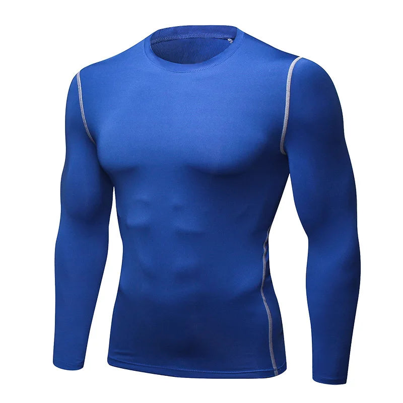 Herren Kompressions-Laufshirt, Trainings-Jogging-Shirts, Fitnessstudio-Sportbekleidung, eng anliegendes Langarm-Sport-T-Shirt, schnelltrocknende Kleidung