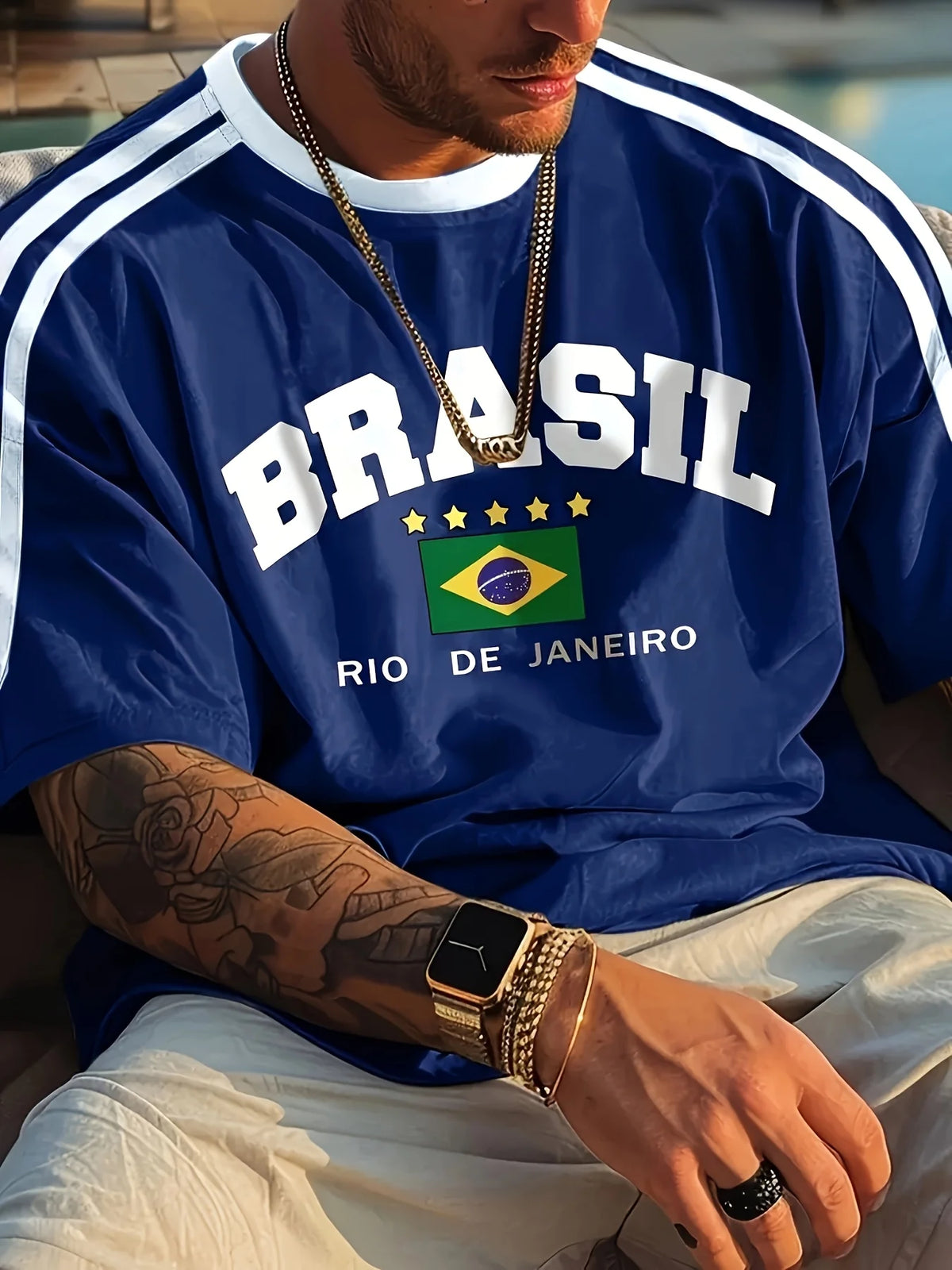 Summer Men's T-shirt with Brazilian print crewneck Casual and comfortable T-shirt as a gift Outdoor short-sleeved summer T-shirt