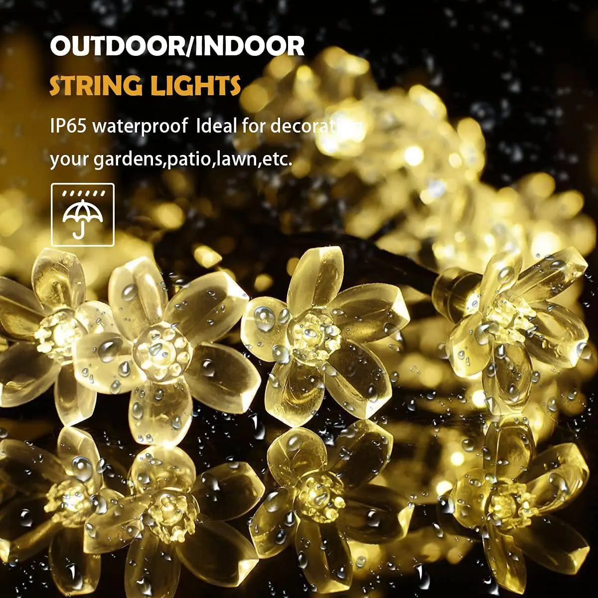 1PC Solar String Flower Lights Outdoor Waterproof 20/30/50/100 LED Fairy Light  For Garden Fence Patio Yard Christmas Tree Decor