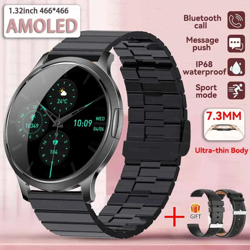 2025 NEW Smart Watch Women 1.32"AMOLED Sport Fitness Bracelet Custom Dial Watches Men Heart Rate  Bluetooth Call lady Smartwatch