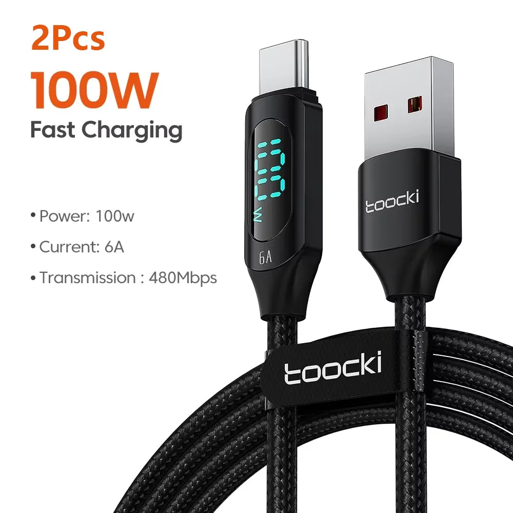 Toocki 100W USB Typ C Kabel für Huawei Honor Xiaomi Samsung SuperCharge Schnellladekabel USB C Datenkabel 1m 2m